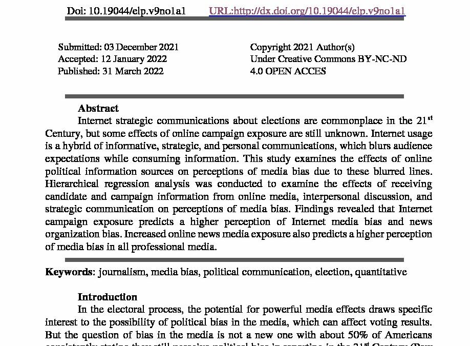 Blurred Lines:How Online Electoral Campaign Exposure Affects Perceptions of Media Bias